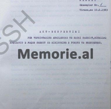“Kadri Hazbiu sabotoi vend-komandën e Ministrisë Brendshme, ku nga 41 dhoma pune për aparatin qendror të saj në rast lufte, ai e uli në 23…”/ Zbulohet dokumenti i Sigurimit i vitit 1983, për objektin “Bunk-Art 2”