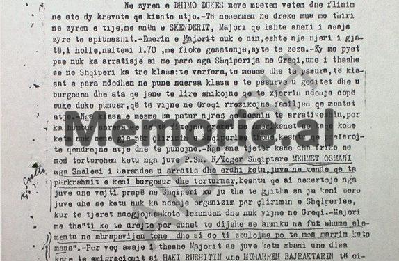 “Në Zyrën e Spiunazhit në Janinë, ku ishte Dhimo Duka, me origjinë nga Senica e Delvinës, kur majori më pyeti se përse nuk ka më arratisje nga Shqipëria, unë…”/ Deponimet e Braho Beqo Eminit, “Gjoksit”