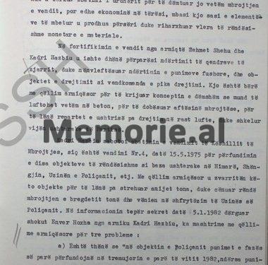 “Në informacionin tepër sekret dërguar shokut Enver Hoxha nga armiku Kadri Hazbiu, për vend-komandën e Këshillit të Mbrojtjes, ka mashtrime, pasi…”Zbulohet dokumenti i Sigurimit për objektin “Bunk-Art 1”