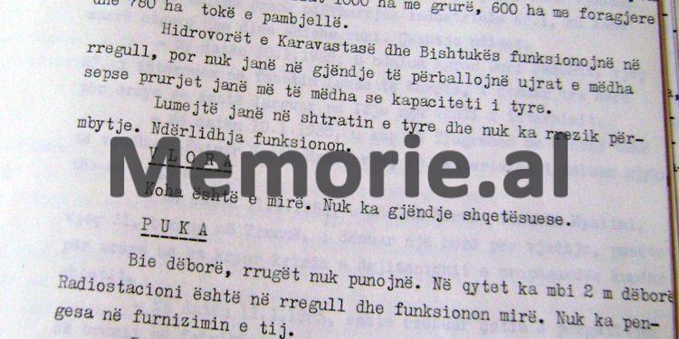 “Në Kukës, nga orteku vdiqën 7 veta, 16 të plagosur rëndë, një fëmijë s’gjendet, në Pukë 3 të vdekur, 5 rëndë, 11 s’gjinden, në Lushnja 2380 ha e përmbytur, Durrësi s’ka probleme…”/ Dokumenti sekret i 11 janarit ‘85