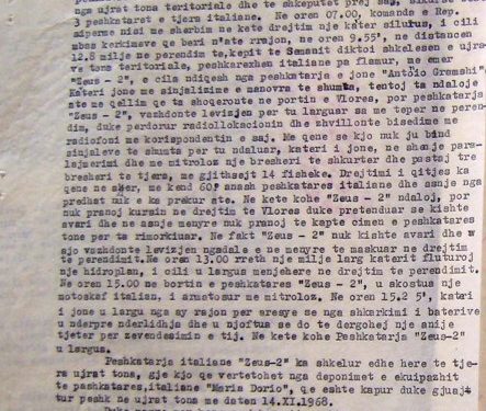 “Kateri silurues i yni, hapi zjarr ndaj anijes italiane ‘Zeus – 2’, e cila vjen me misione zbulimi, ka motoskaf, mitroloz dhe mjete radiollokative…”/ Zbulohen dokumentet sekrete për incidentin në brigjet e Sazanit, prill 1970