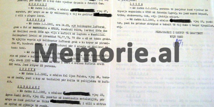 “Më 31 dhjetor 1990, në Peshkëpinë e sipërme, disa të rinj u afruan postës dhe thërrisnin: ‘hiqni telat, do shkojmë të Micotaqis’, 1500 veta kaluan kufirin…”/ Zbulohet dokumenti sekret i Sigurimit
