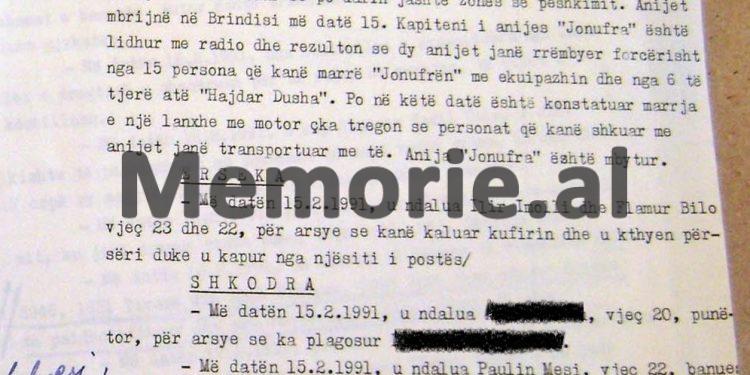 “U larguan në drejtim të Italisë anija ‘Kozma Nushi’ e Pashalimanit me 200 ushtarë, marinarë e oficerë,  cisterna e Sazanit me…”/ Zbulohen dokumentet sekrete të ngjarjeve të shkurt-marsit 1991
