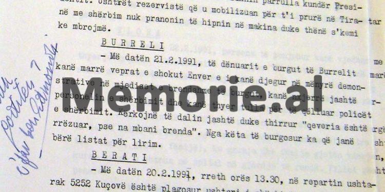 “Pas vendosjes së bustit të shokut Enver Hoxha, forcat destruktive kryen një kundra miting, goditën me gurë dhe armë zjarri forcat e rendit…”/ Zbulohen raportet sekrete të 20 shkurtit ’91, për Tiranën e rrethet
