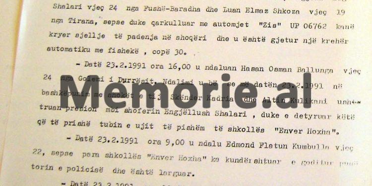 “Pas vendosjes së bustit të shokut Enver Hoxha, forcat destruktive kryen një kundra miting, goditën me gurë dhe armë zjarri forcat e rendit…”/ Zbulohen raportet sekrete të 20 shkurtit ’91, për Tiranën e rrethet