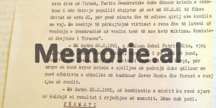 “Adrian Besnik Meta, mekanik në Parkun e MPB, ka drejtuar makinën ‘IFA’, ku ishte lidhur monumenti Enver Hoxhës, në Fier, Korçë e Durrës bustet i hoqën…”/ Raportet sekrete të Sigurimit, 20 shkurt ‘91