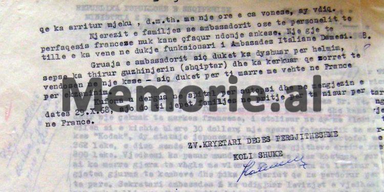 “Gruaja e tij dyshon për ndonjë helmim, prandaj i kërkoi kuzhinierit tonë që organet…”/ Zbulohen dokumentet për vdekjen e ambasadorit francez dhe atij turk në Tiranë, në vitet 1968 e ’77!