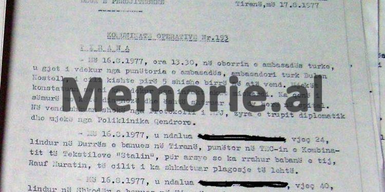 “Gruaja e tij dyshon për ndonjë helmim, prandaj i kërkoi kuzhinierit tonë që organet…”/ Zbulohen dokumentet për vdekjen e ambasadorit francez dhe atij turk në Tiranë, në vitet 1968 e ’77!
