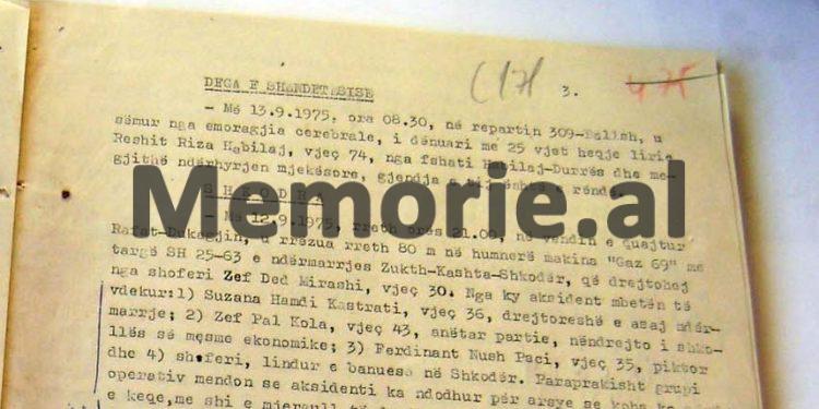 “Në Klos vdiqën 5 persona nga një familje, në Patos 9 të vdekur e 5 të plagosur, në Prekal vdiqën 28 dhe 36 të plagosur,  në Fushë-Bulqizë…’ / Raportet sekrete të Sigurimit, me aksidentet tragjike në vitet ’70 – ‘80