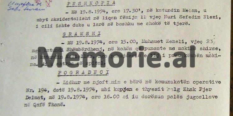 “Në Sarandë humbën jetën 9 persona dhe u plagosën 19 të tjerë, në Elbasan vdiqën 12 veta dhe u plagosën 23, në Pukë e Pezë  …”/ Zbulohen raportet sekrete të Sigurimit me aksidentet automobilistike në vitet ’70 – ‘80-të