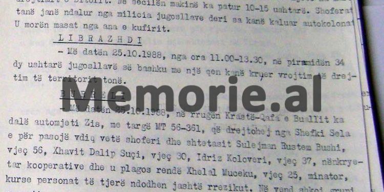 “Në Klos vdiqën 5 persona nga një familje, në Patos 9 të vdekur e 5 të plagosur, në Prekal vdiqën 28 dhe 36 të plagosur,  në Fushë-Bulqizë…’ / Raportet sekrete të Sigurimit, me aksidentet tragjike në vitet ’70 – ‘80