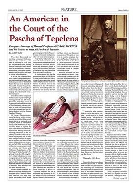 Letrat e George Ticknor, të cilat i botova nën titullin ‘Një Amerikan në Oborrin e Ali Pasha Tepelenës’, sillnin për herë të parë një tablo interesante, pasi…”/ Refleksionet e studiuesit dhe publicistit të njohur