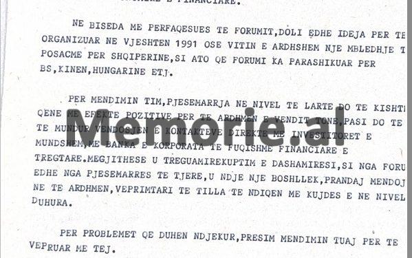“Ne morëm pjesë si të ftuar, por vetëm në një pjesë të programit dhe jo në bisedimet zyrtare me kryetarët e delegacioneve, pasi…”/ Zbulohet telegrami i delegacionit shqiptar nga Forumi i Davosit, qershor ‘91