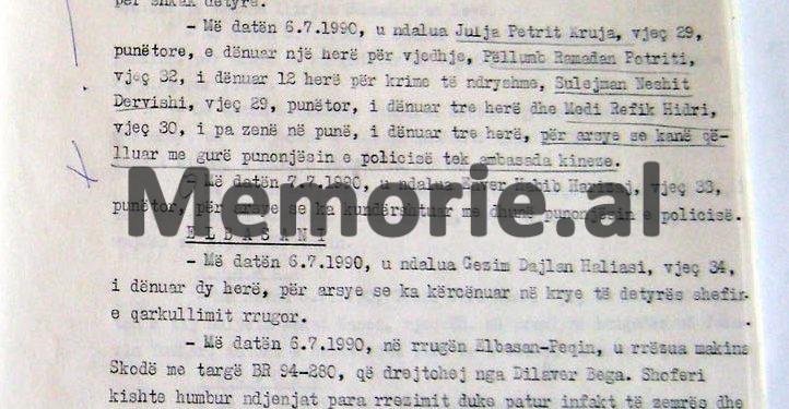 “Mbrapa ambasadës së Republikës Federale Gjermane, makina ‘Robur’, TR 01-928, tentoi të hynte brenda dhe polici qëlloi me pistoletë, se do ta shtypnin…”/ Zbulohen dokumentet e Sigurimit, korrik 1990