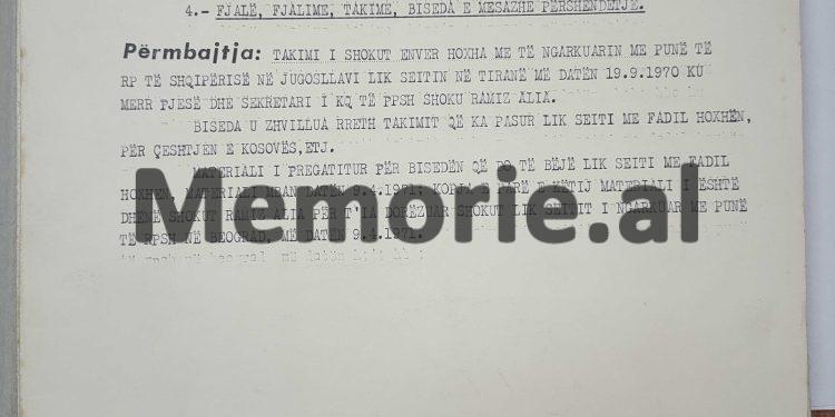 “Mendimin tuaj, që Kosovës të mos i jepet statusi i republikës, ne e quajmë të drejtë dhe patriotik, një qëndrim të kundërt, ne do ta luftojmë…”/ Zbulohet letra “Tepër sekret” e Enverit për Fadil Hoxhën, shtator 1970
