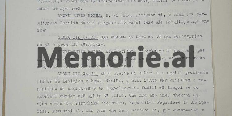 “Mendimin tuaj, që Kosovës të mos i jepet statusi i republikës, ne e quajmë të drejtë dhe patriotik, një qëndrim të kundërt, ne do ta luftojmë…”/ Zbulohet letra “Tepër sekret” e Enverit për Fadil Hoxhën, shtator 1970