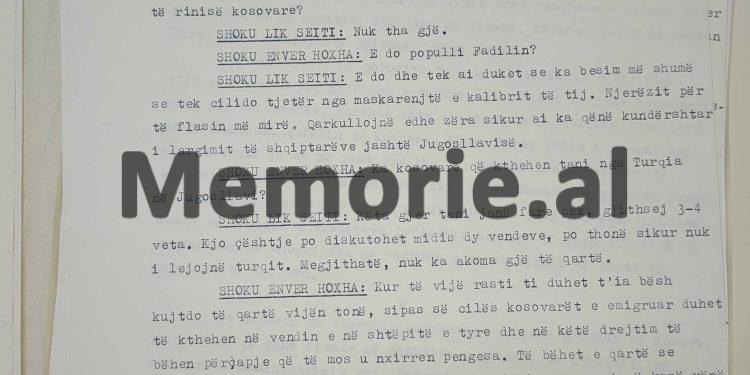 “Titua është antimarksist, por ne ju themi që, në këto konjuktura, nuk bëni keq që mbështeteni tek Titua, sepse ai ia lehtësoi vuajtjet Kosovës…”/  Zbulohet letra “Tepër sekret” e Enverit për Fadil Hoxhën shtator 1970