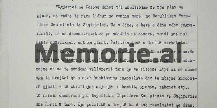 “Armiqtë tanë mendojnë se mund ta nxisin Shqipërinë të ndërhyjë, të veprojë, pasi erdhi koha për bashkimin e Kosovës me Shqipërinë, por ne…”/ Zbulohet biseda sekrete e Enverit me Mehmetin e Ramizin, 3 prill ‘81