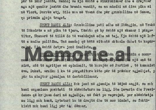 “Mirë që na akuzuan për tradhëti që u rrëzua monumenti i shokut Enver, por më erdhi sekretari i parë i Vlorës, Manxhar Binaj e më tha…”! / Fjala e Ramiz Alisë në mbledhjen sekrete të Byrosë, 6 mars ‘91