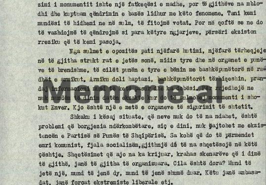 “Mirë që na akuzuan për tradhëti që u rrëzua monumenti i shokut Enver, por më erdhi sekretari i parë i Vlorës, Manxhar Binaj e më tha…”! / Fjala e Ramiz Alisë në mbledhjen sekrete të Byrosë, 6 mars ‘91