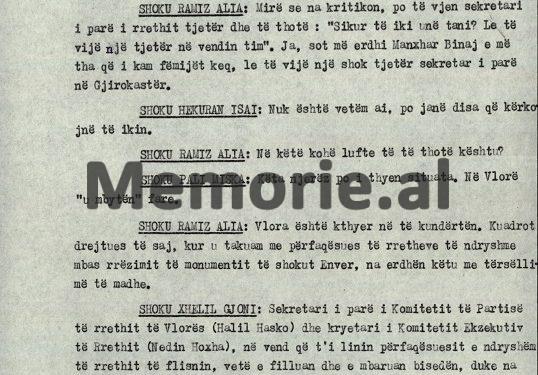 “Mirë që na akuzuan për tradhëti që u rrëzua monumenti i shokut Enver, por më erdhi sekretari i parë i Vlorës, Manxhar Binaj e më tha…”! / Fjala e Ramiz Alisë në mbledhjen sekrete të Byrosë, 6 mars ‘91