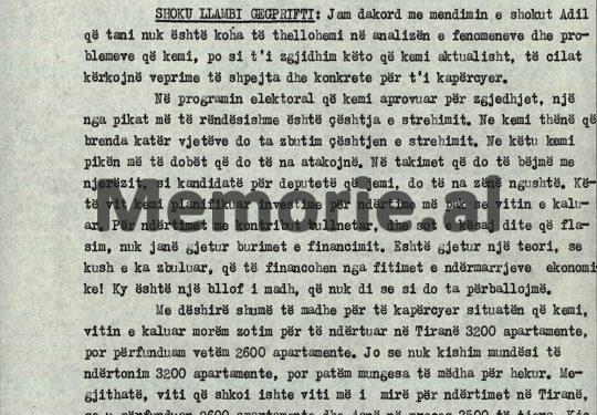 “Në Tiranë kemi 15 mijë kërkesa për strehim, 6 mijë janë në rrezik shembjeje, janë liruar edhe nga burgjet, më erdhi Liri Belishova me Halim Ramohiton…”/ Fjala e Llambi Gegpriftit në mbledhjen e Byrosë, 6 mars ‘91