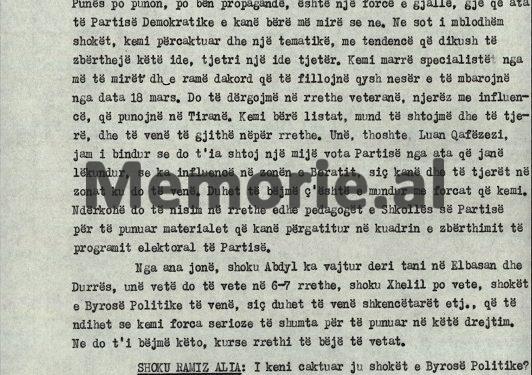 “Unë s’mund të merrem me mbjelljet e pranverës, në lagje, si gjithë të tjerët do të punojmë, paga jonë do jetë 7 mijë lekë, se ne s’marrim as një mijë lekëshin e luftës…”/ Fjala e Pali Miskës në Byro, 6 mars 1991