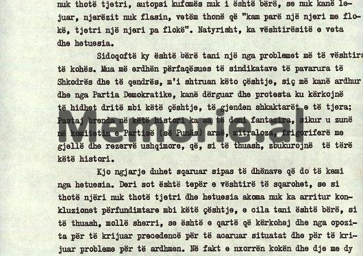 “Lidhur me grevën e Sindikatave, i dhashë udhëzimet kryeministrit Fatos Nano, por ne s’duhet ta ndërpresim veprimtarinë tonë komuniste…”/ Zbulohet raporti i Ramiz Alisë, në mbledhjen e Byrosë, 11 prill ‘91