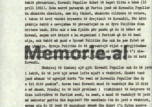 “Për kryetar të Kuvendit, mendoj Kastriot Islamin, është i përgatitur, i aftë, ka frymë militante s’ është komunist, por ka gruan, babanë, farefisin dhe…”/ Zbulohet raporti i Ramiz Alisë në Byro, 11 prill 1991