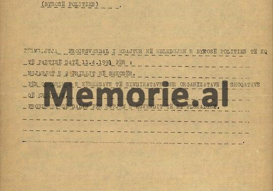 “Kur Spiro Dede tha se i kishte sugjeruar PD-së për nënkryetar Kuvendi, A. Meksin dhe Llambi Gegprifti tha se është më i miri që kanë, Ramiz Alia i pyeti…”/ Mbledhja e Byrosë, 11 prill ‘91