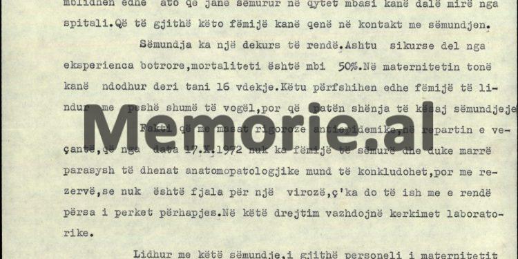 “Nga infeksioni i rëndë në maternitetin e Tiranës u prekën 67 fëmijë nga 411 të lindur, ku 27 prej tyre vdiqën si pasojë e…”/ Zbulohet dokumenti me ngjarjen e që tronditi kryeqytetin në tetor 1972