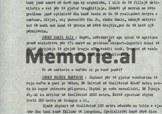 “Pusi i Zvërnecit u mbyll, tani po bëjnë profile sizmike, se në një pus tjetër me 2000 m. thellësi fillon ngritja, është spostuar nga Sazani…”/ Zbulohet dokumenti i mbledhjes së Byrosë, 6 qershor ‘89