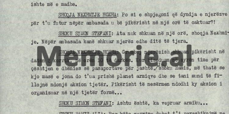 “Në 2 korrik, në orën 10 të darkës grumbuj njerëzish shkuan para ambasadave, por kur biseduam në zyrën time për dhënin e pasaportave, ju, shoku Ramiz…”/ Debatet e Nexhmijes në plenum, 6 korrik ‘90