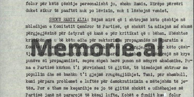 “Në 2 korrik, në orën 10 të darkës grumbuj njerëzish shkuan para ambasadave, por kur biseduam në zyrën time për dhënin e pasaportave, ju, shoku Ramiz…”/ Debatet e Nexhmijes në plenum, 6 korrik ‘90