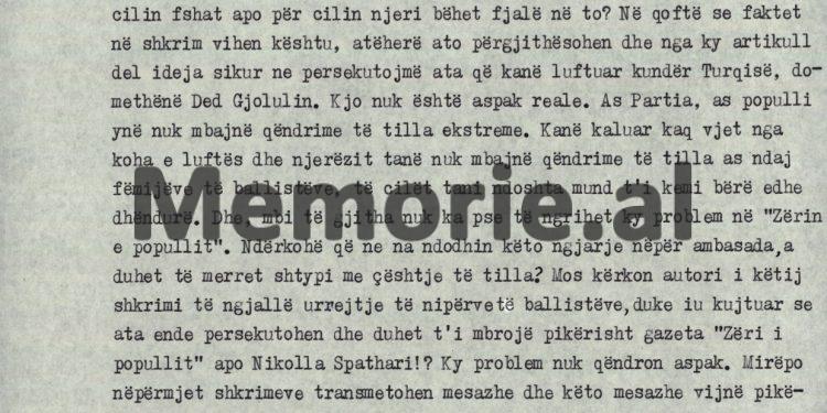 “Tani që ne na ndodhin ngjarjet e ambasadave, autori i shkrimit Nikolla Spathara, kërkon të ngjallë urrejtje të nipërve të ballistëve, duke iu kujtuar…”/ Akuzat e Sofokli Lazrit në plenum, 7 korrik ‘90