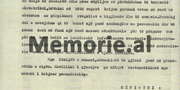 “Nga infeksioni i rëndë në maternitetin e Tiranës u prekën 67 fëmijë nga 411 të lindur, ku 27 prej tyre vdiqën si pasojë e…”/ Zbulohet dokumenti me ngjarjen e që tronditi kryeqytetin në tetor 1972