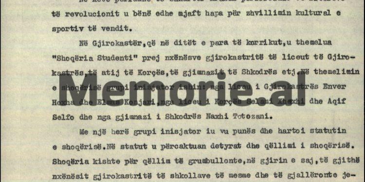 “Në dhjetor 1924, nxënësit e liceut të Gjirokastrës, me djaloshin 16 vjeçar Enver Hoxha në krye, kërkonin armë për të luftuar kundër kthimit të Zogut…”/ Biografia e vitit 1969, nga fondi personal i Enverit