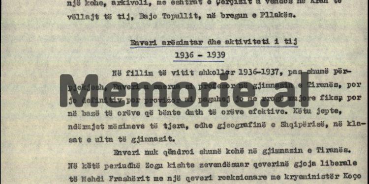 “Në Korçë, në fillim, Enveri banoi në shtëpinë e familjes Belba dhe të pak kohë në shtëpinë e profesorit francez, Andrea Brezho, më pas ai banoi në…”/ Biografia e panjohur e Enver Hoxhës, e vitit 1969
