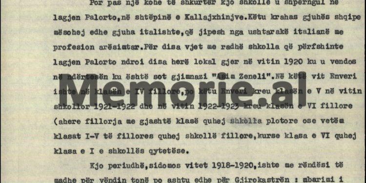 “Në 1920-ën, në përcjelljen e vullnetarëve gjirokastritë për në luftën e Vlorës dhe në hedhjen në det të italianëve, ishte edhe djaloshi 12 vjeçar Enver Hoxha…”/ Zbulohet biografia e panjohur e vitit 1969