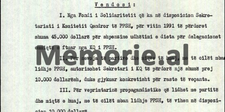 “Në Fondin e Solidaritetit, është edhe ai i lënë me testament për PPSh-në, nga mikja amerikane, Imogene Johnson, por do ketë zhurmë, sepse ligji i ri i zgjedhjeve nuk e lejon…”/ Raporti i Agim Popa, janar 1991