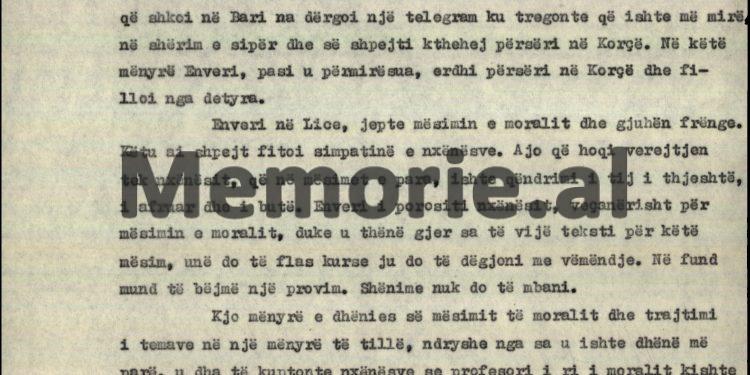 “Në Korçë, në fillim, Enveri banoi në shtëpinë e familjes Belba dhe të pak kohë në shtëpinë e profesorit francez, Andrea Brezho, më pas ai banoi në…”/ Biografia e panjohur e Enver Hoxhës, e vitit 1969