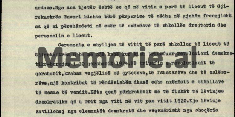 “Në 1920-ën, në përcjelljen e vullnetarëve gjirokastritë për në luftën e Vlorës dhe në hedhjen në det të italianëve, ishte edhe djaloshi 12 vjeçar Enver Hoxha…”/ Zbulohet biografia e panjohur e vitit 1969