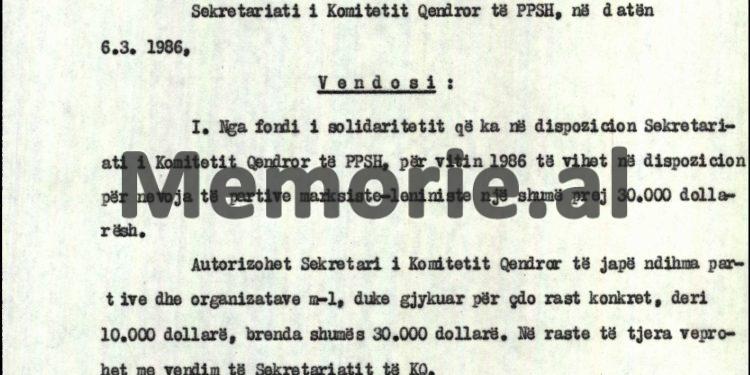 Zbulohen dokumentet “tepër sekrete” të ish-Komitetit Qendror të PPSH-së: Si akordoi Ramiz Alia dhe Foto Çami rreth 5 milionë dollar, në vitet 1986-1991…?! Emrat që përfituan dhe ata që firmosën