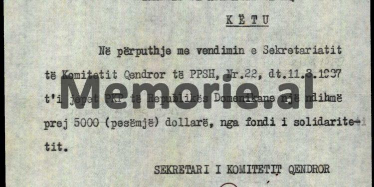 “Për shpenzime udhëtimi dhe dieta për delegacionet e partive marksiste-leniniste dhe miqtë e ftuar nga K.Q. i PPSH-së, me pushime, mjekime etj., të akordohet shuma…”/ Urdhri i Ramiz Alisë, mars ‘87
