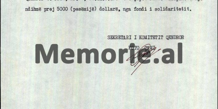 “Për shpenzime udhëtimi dhe dieta për delegacionet e partive marksiste-leniniste dhe miqtë e ftuar nga K.Q. i PPSH-së, me pushime, mjekime etj., të akordohet shuma…”/ Urdhri i Ramiz Alisë, mars ‘87