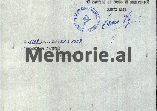 “Nga Fondi i Solidaritetit që ka Sekretariati i Komitetit Qendror për vitin 1989, të vihet në dispozicion për nevoja të partive marksiste-leniniste, një shumë…”/ Urdhri sekret i Ramiz Alisë, 22 shkurt ‘89