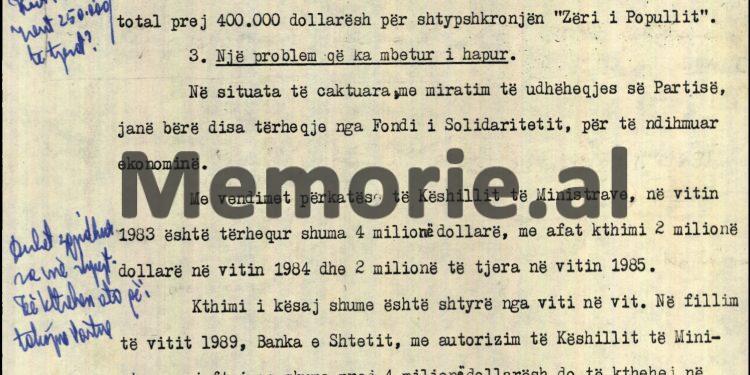“Në Fondin e Solidaritetit, është edhe ai i lënë me testament për PPSh-në, nga mikja amerikane, Imogene Johnson, por do ketë zhurmë, sepse ligji i ri i zgjedhjeve nuk e lejon…”/ Raporti i Agim Popa, janar 1991