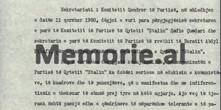 “Shoku Foto, e ndjejmë përgjegjësinë e rëndë, por vëmendja jonë ishte për fushatën e korrjes…”/ Fjala e Abdyl Pilafit në mbledhjen e Byrosë, për ngjarjen e rëndë te “Naftëtari”–“Dinamo”, qershor ‘88!