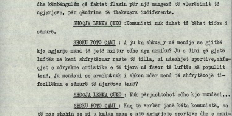 “Shoku Foto Çami: Kjo ngjarje mund të jetë nxitur nga armiku, siç bënim ne gjatë luftës në ndeshjet sportive…”/ Zbulohet proces-verbali i mbledhjes së Byrosë, për ndeshjen “Naftëtari” – “Dinamo”, 5 qershor 1988