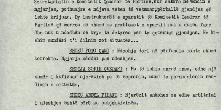 “Shoku Foto Çami: Kjo ngjarje mund të jetë nxitur nga armiku, siç bënim ne gjatë luftës në ndeshjet sportive…”/ Zbulohet proces-verbali i mbledhjes së Byrosë, për ndeshjen “Naftëtari” – “Dinamo”, 5 qershor 1988